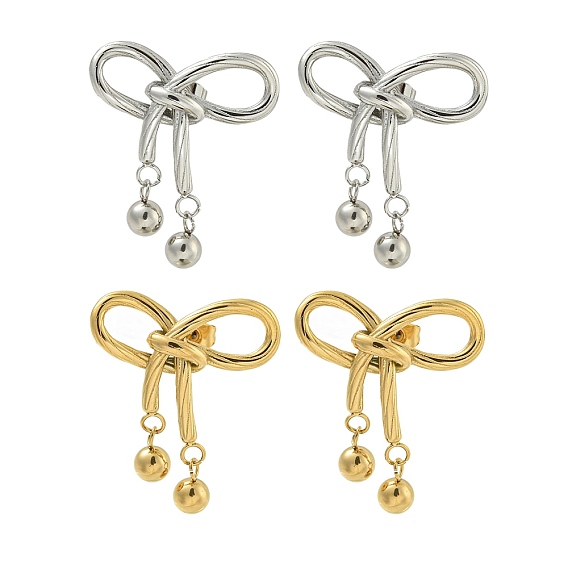 304 из нержавеющей стали серьги, полированный, бантом