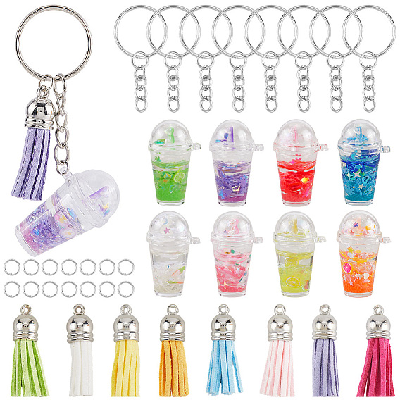 Наборы для изготовления брелоков своими руками, включая подвески из смолы, подвесные украшения из искусственной замши с кисточками и железные разъемные кольца