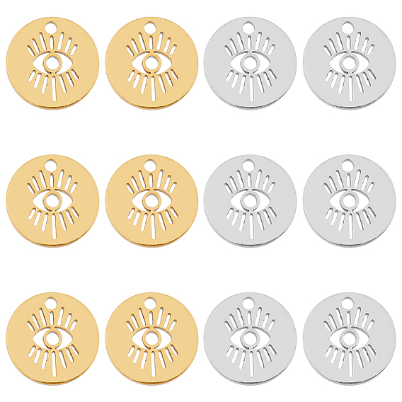 12 шт 2 стиль 304 подвески из нержавеющей стали, плоские круглые с глаз