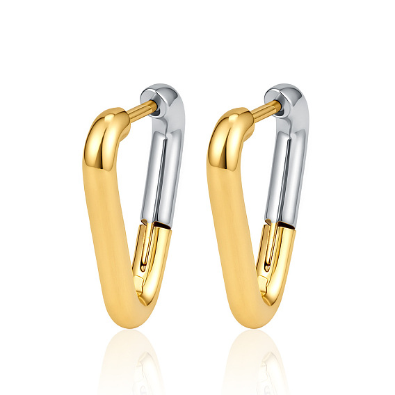 Pendientes de aro de acero inoxidable, acero color oro y acero