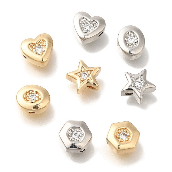 Латунные микро проложить кубического циркония, звезда, овальные, сердце, шестиугольник, 