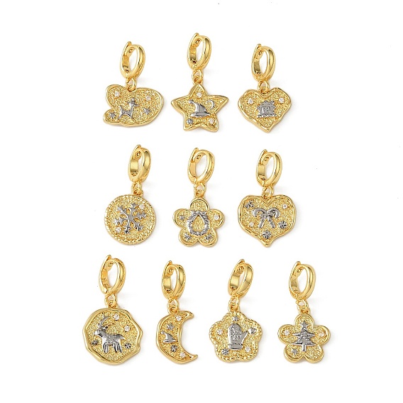 Рождественские подвесные украшения из латунных страз, с застежками, без свинца, без кадмии и без никеля, реальный 18 k позолоченный