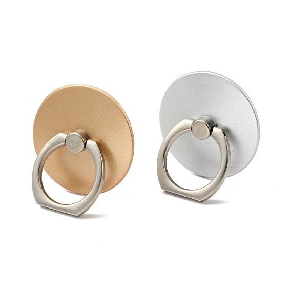 Zinc Alloy Flat Round Cell Phone Holder Stand Findings, Rotation Finger Grip Ring Kickstand Settings