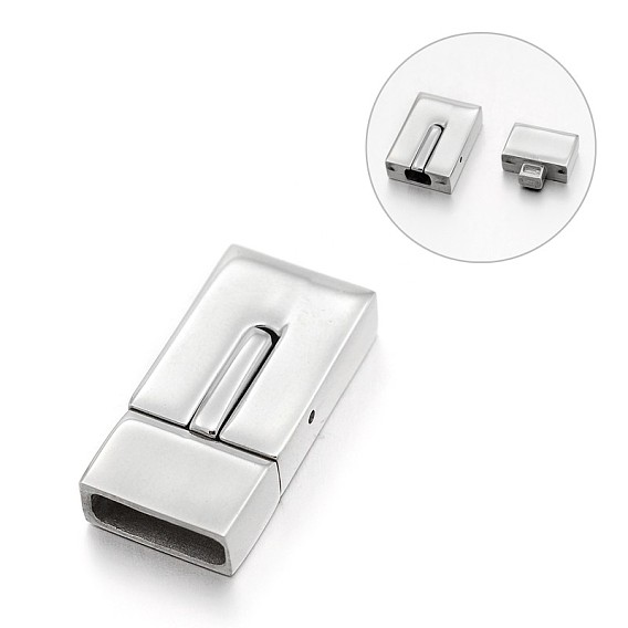 Matte 304 Stainless Steel Rectangle Bayonet Clasps, 23x12x6mm, Hole: 10x3mm