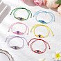 6шт 6 цвета регулируемые нейлоновые шнуры плетеные бусины браслеты, браслеты из бусин от сглаза для женщин, со стеклянными бисеринами