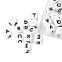 30Pcs 28 Style Food Grade Eco-Friendly Silicone Beads, Chewing Beads For Teethers, DIY Nursing Necklaces Making, White Cube with Black Letter & Heart & Star