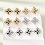 Micro cuivres ouvrent zircone cubique boucles d'oreille, boucles d'oreilles pavées, fleur, sans plomb et sans cadmium, crémaillère plaquage, plaqué longue durée, plaqué or véritable 18k/platine
