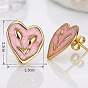 304 Stainless Steel Enamel Stud Earrings, Heart, Golden