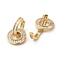 Clear Cubic Zirconia Interlocking Double Ring Dangle Hoop Earrings, Rack Plating Brass Jewelry for Women