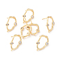 Brass Micro Pave Clear Cubic Zirconia Stud Earring Findings, with Loop, Oval