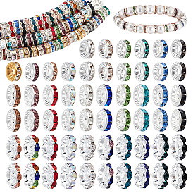 260шт 3 стиль цинковый сплав разделительные бусины, со стразами, плоско-круглые