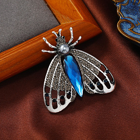 Zinc Alloy Enamel Brooch with Rhinestone, Moth