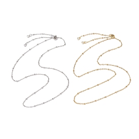 2Pcs 2 Colors 304 Stainless Steel Slider Necklace Makings, with Satellite Chains and Brass Slider Beads