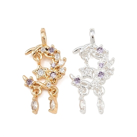 Латунные микро проложить кубического циркония подвески, Луна и звезды