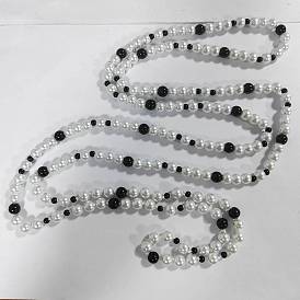 Longs colliers de perles rondes en verre nacré avec peinture cuite
