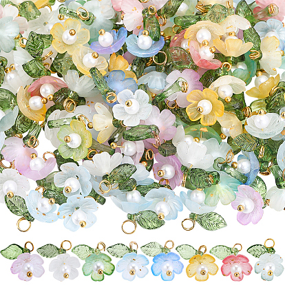 160шт 8 цветные подвески из прозрачного акрила, с латунной фурнитурой , 