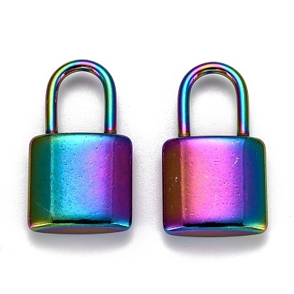 Ion Plating(IP) 304 Stainless Steel Pendants, Padlock, Rainbow