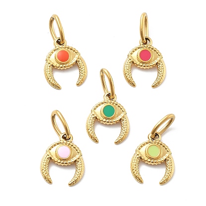 304 нержавеющей стальной эмали подвески, с целью перехода в кольце, Очарование глаз, ионное покрытие (ip), реальный 14 k позолоченный