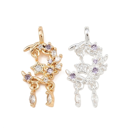 Латунные микро проложить кубического циркония подвески, Луна и звезды