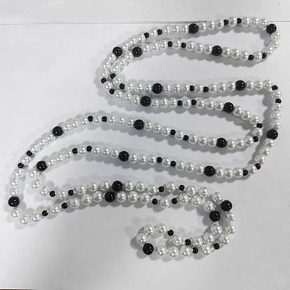 Longs colliers de perles rondes en verre nacré avec peinture cuite