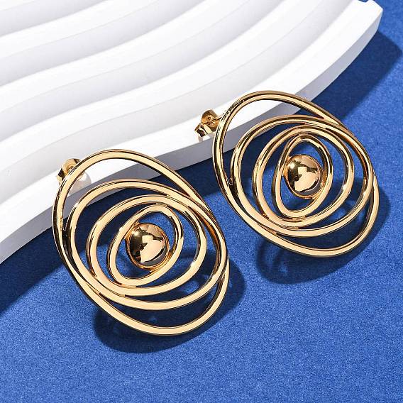 304 овальные серьги-гвоздики из нержавеющей стали, ионное покрытие (ip)