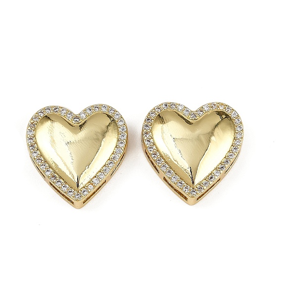 Подвески-слайды из латуни с микропаве из прозрачного кубического циркония в форме сердца, без кадмия и без свинца, стойки покрытие, долговечный
