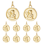 10 латунные подвески шт., с прыжковых колец, плоские круглые с ангелом