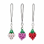 3Pcs Glass Seed Beads Mobile Straps, Strawberry