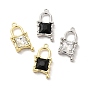 Glass Padlock Pendants, with Alloy Finding, Long-Lasting Plated, Cadmium Free & Lead Free