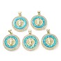 Rack Plating Brass Micro Pave Clear Cubic Zirconia Pendants, with Synthetic Opal, Cadmium Free & Lead Free, Long-Lasting Plated, Real 18K Gold Plated