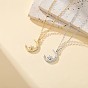 304 Collares unisex con colgante de luna y estrella de cristal y diamantes de imitación de acero inoxidable.