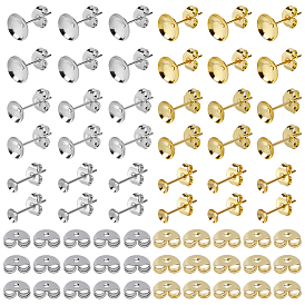 Застежки для полукруглых сережек-гвоздиков из нержавеющей стали, с 304 гайками из нержавеющей стали