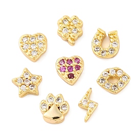 Rack Plating Brass Micro Pave Clear Cubic Zirconia Cabochons, Cadmium Free & Lead Free, Long-Lasting Plated, Real 18K Gold Plated