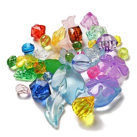Transparent Frosted Acrylic Beads, Mixed Shapes