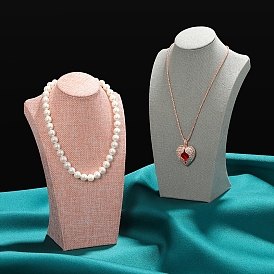 Expositores de busto collar de lino, Organizador de joyas para almacenamiento de collares.