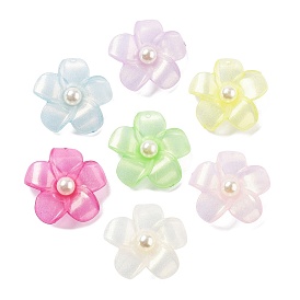 Opaque Resin Pendants, with ABS Imitation Pearl, Flower