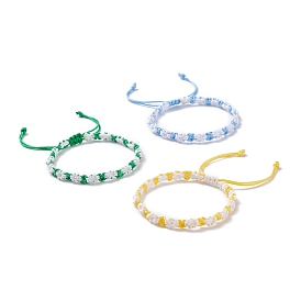 Peach Blossom Pattern Braided Bracelet, Lucky Nylon Adjustable Bracelet for Women