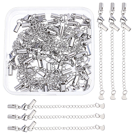 20 Sets 304 Stainless Steel Chain Extender, with Cord Ends and Lobster Claw Clasps, Heart Charm