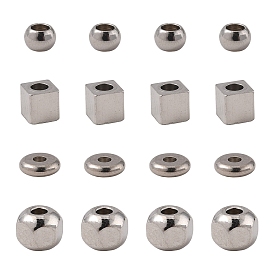 100 шт. 4 стиль 304 распорные бусины из нержавеющей стали, разнообразные