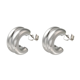 304 Stainless Steel C-Shaped Stud Earrings for Women