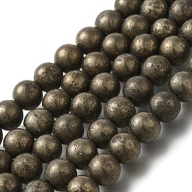 Natural Pyrite Beads Strands, Round