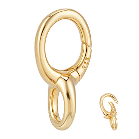 1pc 925 Кольца с пружинным затвором из стерлингового серебра, овальные, 1Замшевая ткань из ПК, квадратная салфетка для полировки серебра