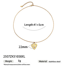 Summer Alloy Enamel Heart with Fruit Pendant Brass Cable Chain Necklaces, Golden
