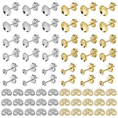 Застежки для полукруглых сережек-гвоздиков из нержавеющей стали, с 304 гайками из нержавеющей стали