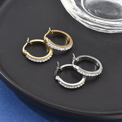 Серьги из 304 нержавеющей стали, с полимерной глиной и горный хрусталь, овальные