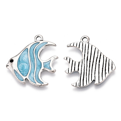 Кулон эмали сплава, античное серебро, очарование рыбы, без кадмия и без свинца