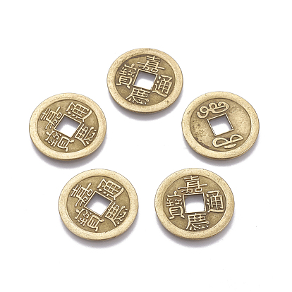Tibetan Artlegierung chinesische Münze Pendants, Flachrund, Nickel frei