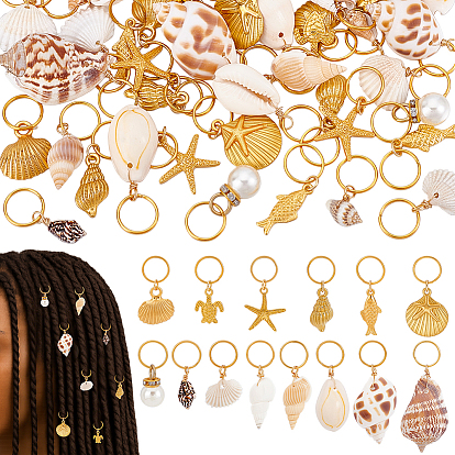 56шт 14 стиль сплав и ракушка дреды декоративные, с кольца прыжок железа