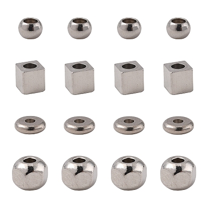 100 шт. 4 стиль 304 распорные бусины из нержавеющей стали, разнообразные