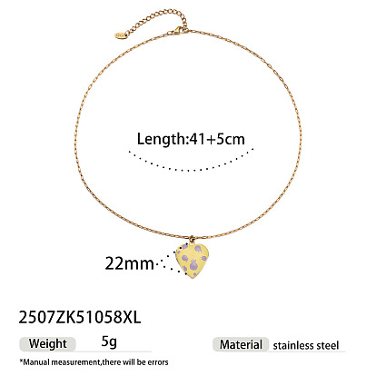 Summer Alloy Enamel Heart with Fruit Pendant Brass Cable Chain Necklaces, Golden